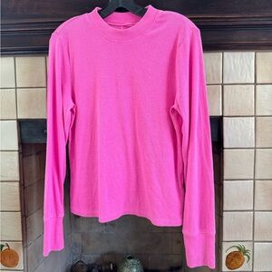 Gap Ribbed Vibrant Pink Long Sleeve Shirt